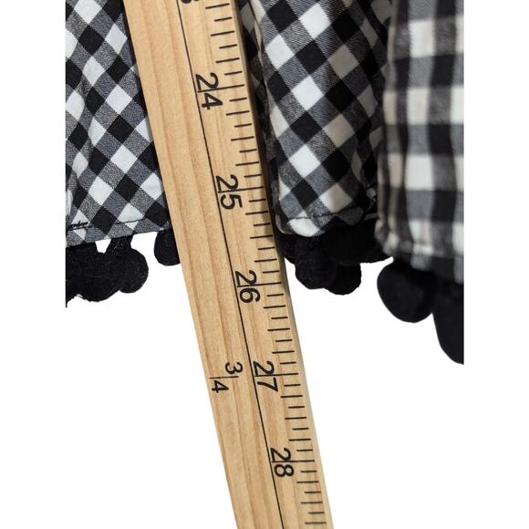 Nanette Lepore Black White Check Ball Fringe Wide Leg Pants Sz 6 - Picture 5 of 8